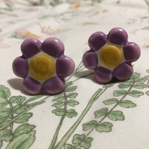 Richelieu Purple Ceramic Flower Drawer Door Knobs